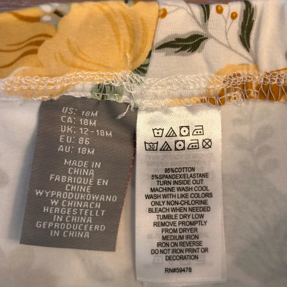 Tahari Baby Olive Green Dress Floral Leggings + Striped Dress Gray White, 18m - Picture 6 of 7